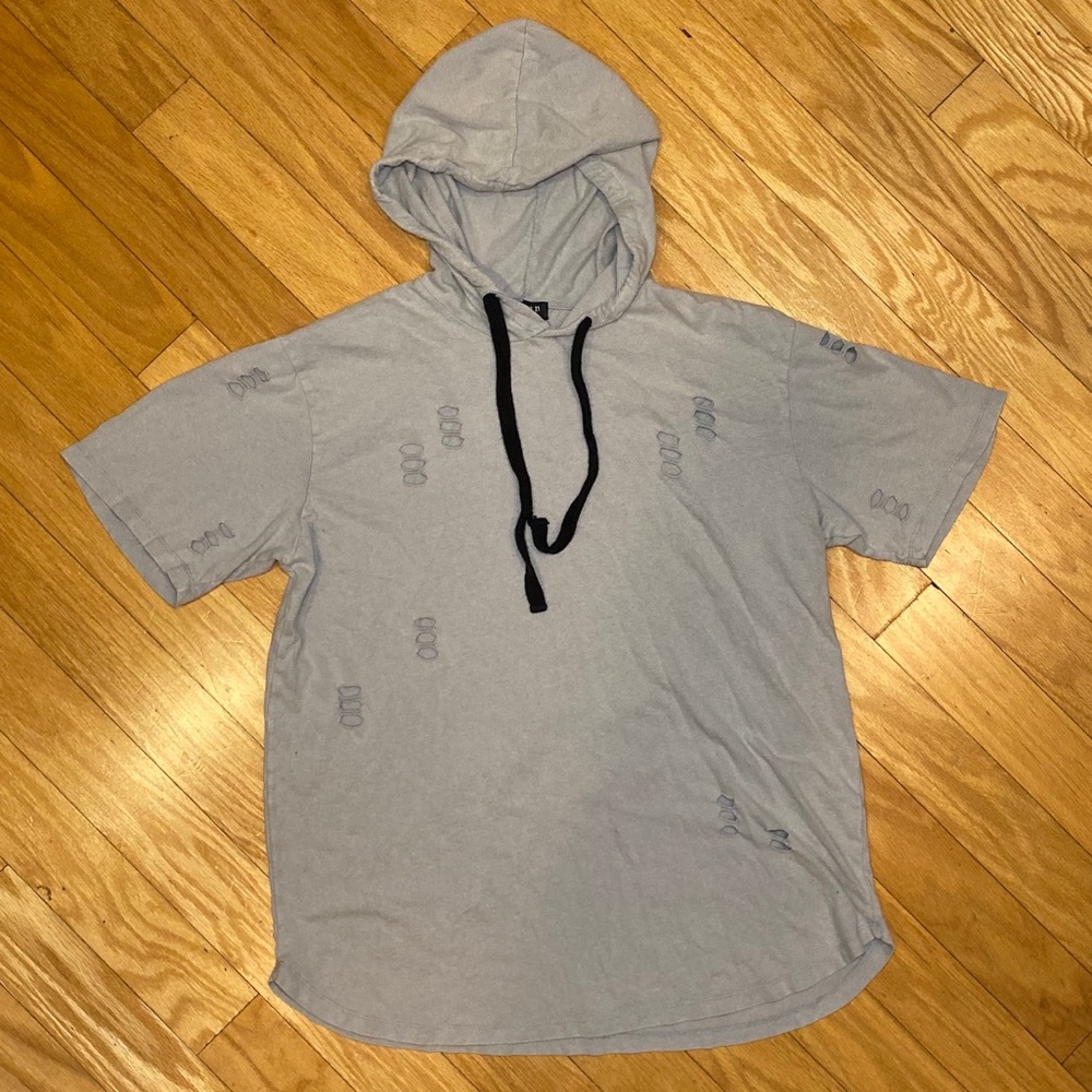 Forever 21 short sleeve hoodie distressed shirt